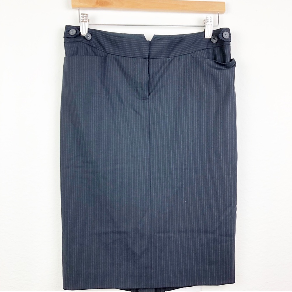 Club Monaco Pinstripe Pencil Pleated Back Skirt